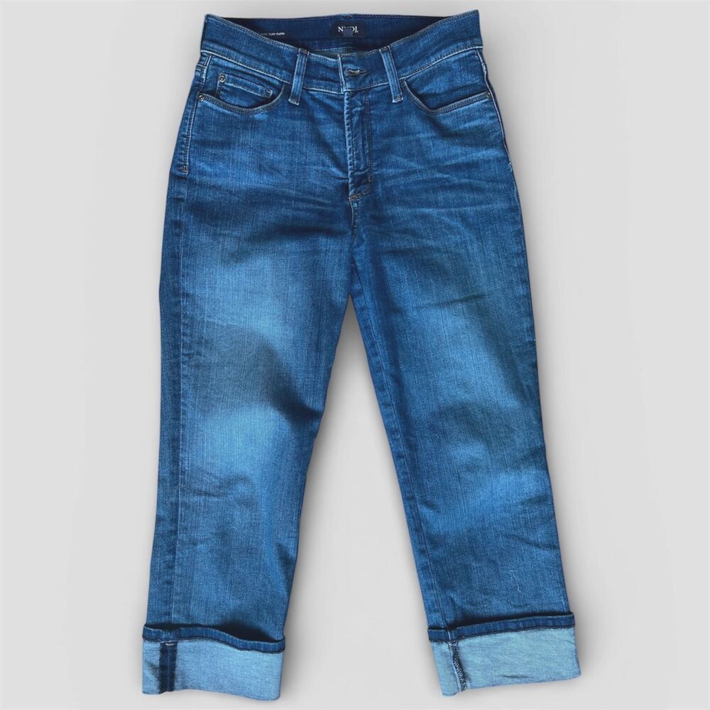 NYDJ Dayla capri jeans 0 med wash cuffed high waist zip fly lift tuck